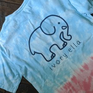 IVORY ELLA I  Original Blue and Pink Tie-Dye Short-Sleeve Tee Shirt, S